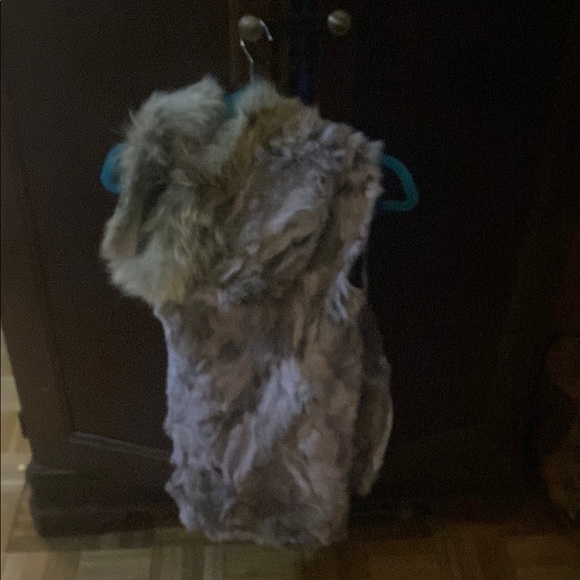 Women's real Fur Vest with Hood - Gray - Picture 5 of 5